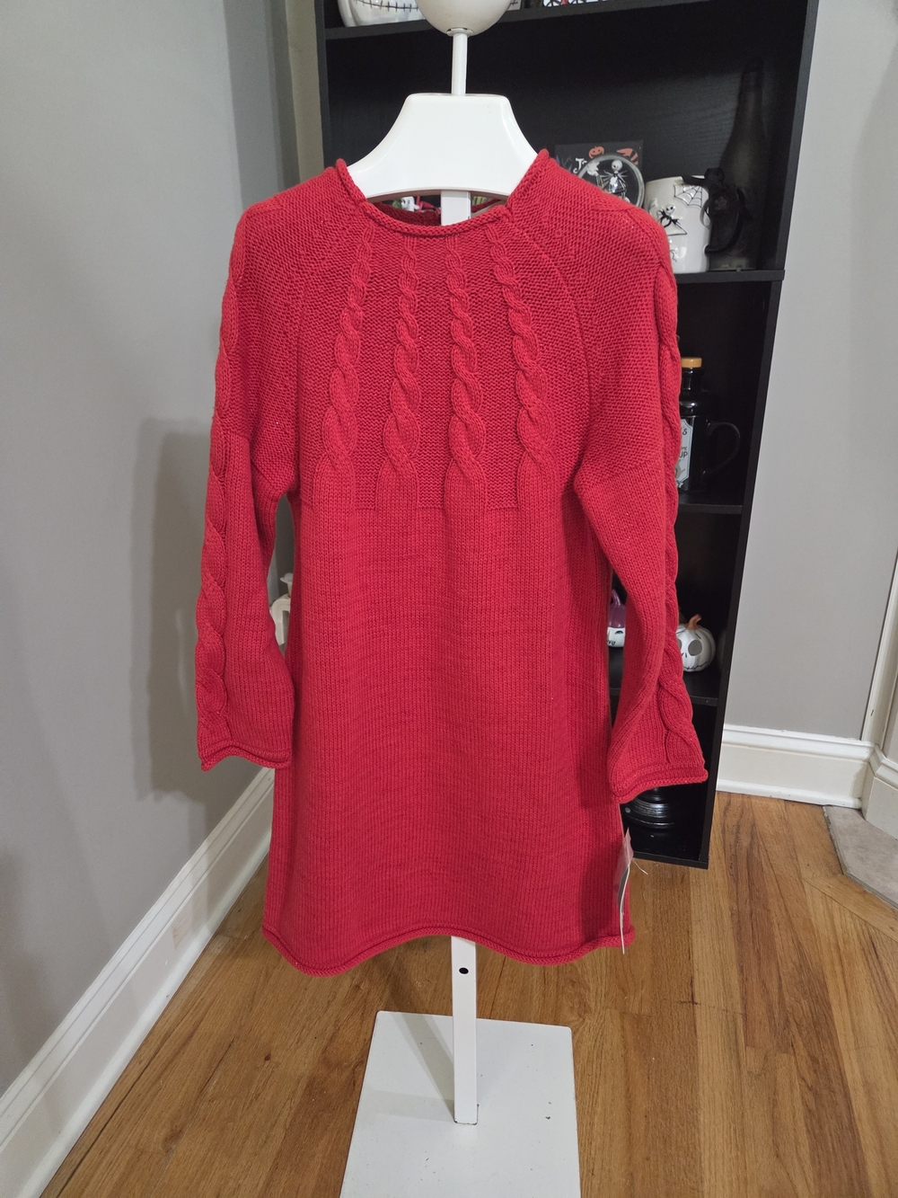 Copper Key Bright Red Cable-Knit Sweater Dress